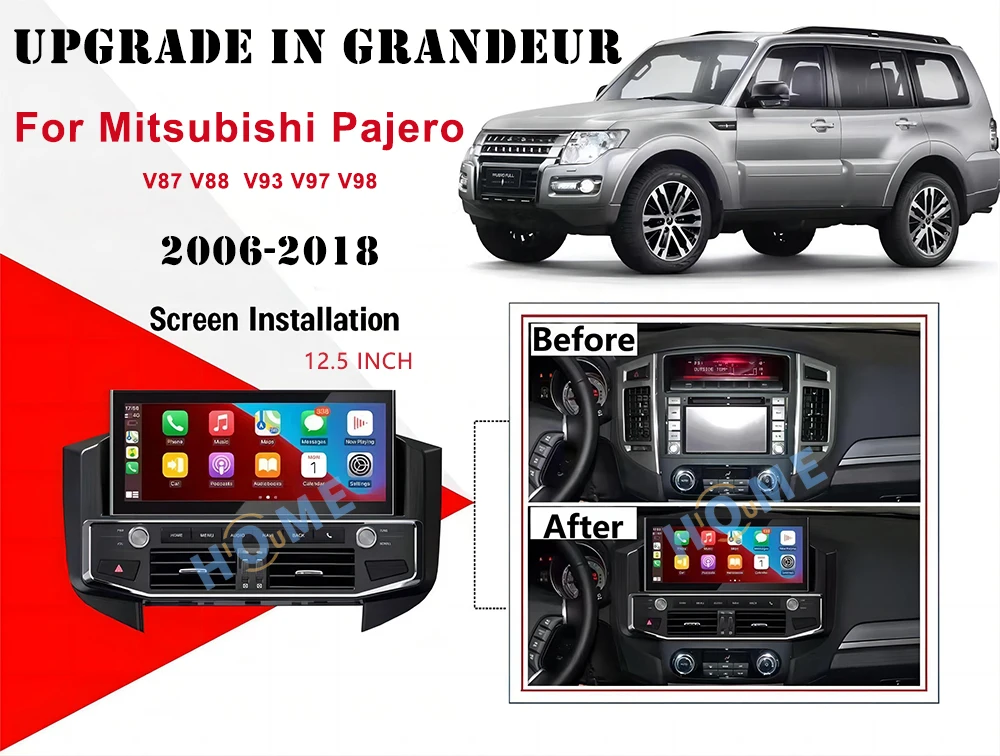 三菱パジェロ V87 V88 V93 V97 V98用 12.5インチ Android 13 カー